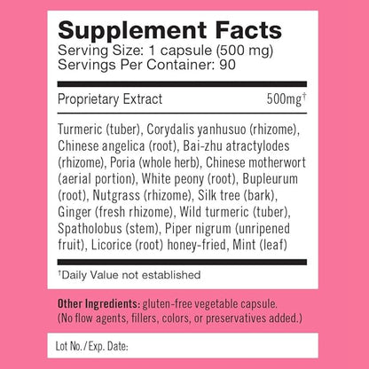 Peacekeeper CX Herb Capsules - Reduces PMS Related Mood Swings - Reduces Cramps & Pain Associated with Monthly Periods - Contains Turmeric & Corydalis - 30 Cap Count