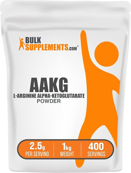 BulkSupplements.com AAKG Powder - Arginine AKG Supplement,Nitric Oxide Supplement - Unflavored & Gluten Free, 2.5g per Serving, 1kg (2.2 lbs) (Pack of 1)