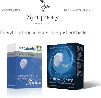 Herbatonin 3mg - The First Natural Plant Melatonin Adult Sleep Aid, Circadian Rhythm Support for Jet Lag, Shift Work, General Sleeplessness - 120 Pure Vegan Capsules (120 Day Supply)