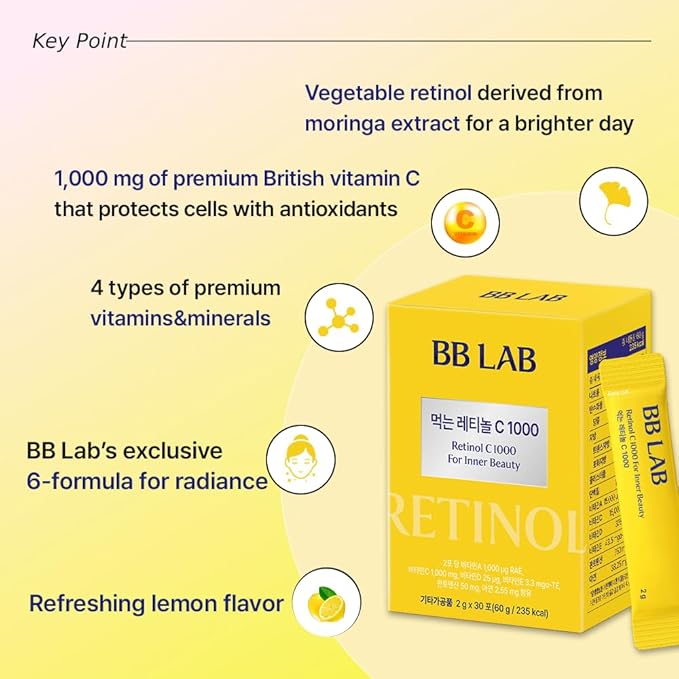[Collagen+VIT C] K-Best Good Night Collagen, Retinol C, Powder Stick Korean Marine Collagen, Fish Collagen, Retinol Vitamin C, Fast Absorption, Fruit Flavored