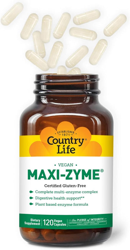 Country Life - Maxi-Zyme, Digestive Enzyme Complex - 120 Vegetarian Capsules