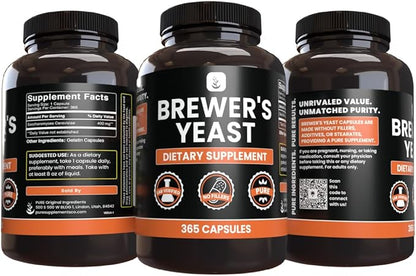 PURE ORIGINAL INGREDIENTS Brewer's Yeast (365 Capsules) No Magnesium Or Rice Fillers, Always Pure, Lab Verified