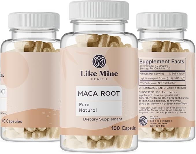 Like Mine Maca Root (100 Capsules) Pure, No Fillers, Single Ingredient