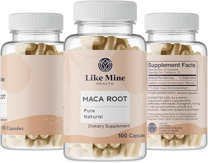 Like Mine Maca Root (100 Capsules) Pure, No Fillers, Single Ingredient
