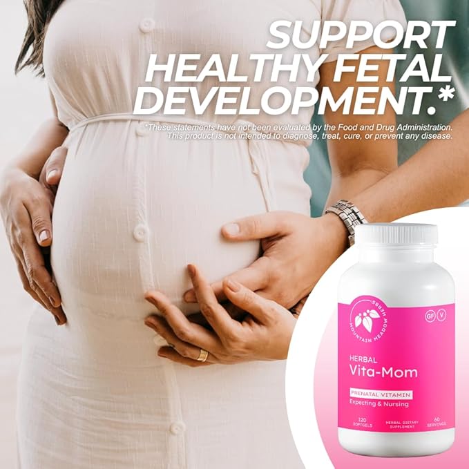 Mountain Meadow Herbs Vita-MOM Prenatal Vitamins – Herbal Supplement for Women with Folic Acid, Iron, Multivitamins & Organic Herbs – 120 Softgels (2-Month Supply)