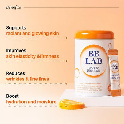 BB LAB [Secret Glow Skin Set] Good Night Collagen, Glutathione White Collagen, Powder Stick Korean Marine Collagen, Fish Collagen, Vitamin C, Glutathione, Fast Absorption, Fruit Flavored