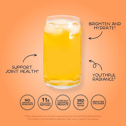Clean Simple Eats Peach Mango Super Collagen, Grass-Fed, Hydrolyzed Types I, II, & III Collagen, 30 Servings