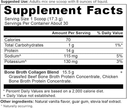 Ancient Nutrition Collagen Powder, Bone Broth Collagen, Vanilla, Hydrolyzed Multi Collagen Peptides, Supports Skin and Nails, Joint Supplement, 30 Servings, 18.3oz