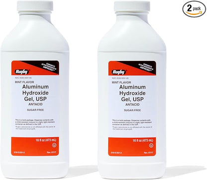 Rugby 320 mg Aluminum Hydroxide Gel, USP - Antacid Liquid - Upset Stomach, Acid Indigestion, and Heartburn Relief - Sugar-Free - Mint Flavored - 16 Fl. Oz. (2 Pack)