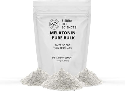 Melatonin | Natural Sleep Aid Bulk Powder | Custom Dose 2mg - 5mg Replace Capsules (100g - 50,000 Doses)