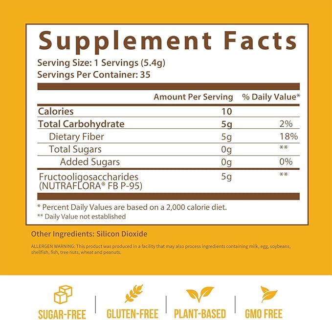 GOBIOTIX Prebiotic Fiber Supplement Powder for Digestive Health, Soluble Fiber for Gut Health, Gluten & Sugar Free, Keto, Vegan, 35 Servings (1 Pack)