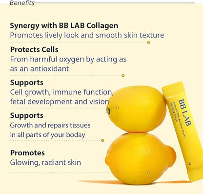 [Collagen+VIT C] K-Best Good Night Collagen, Retinol C, Powder Stick Korean Marine Collagen, Fish Collagen, Retinol Vitamin C, Fast Absorption, Fruit Flavored