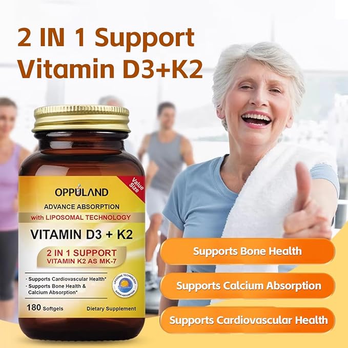Vitamin D3 + K2 5000 IU - Liposomal Technology for Enhanced Absorption - MK-7 Vitamin K2 100mcg - Supports Bone & Calcium Metabolism - D3K2 Supplement for Men & Women - 180 Softgels