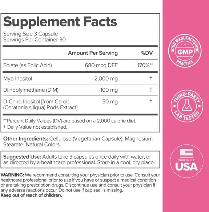 O Positiv FLO Ovarian Health Support – Hormone Balance for Women with DIM, Myo & D-Chiro Inositol, Folic Acid – Ovulation & Cycle Support – 30 Servings (Pack of 3)