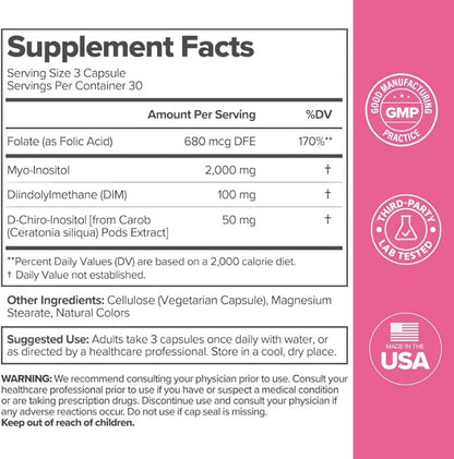 O Positiv FLO Ovarian Health Support - Hormone Balance for Women, Supplement with DIM, Myo & D-Chiro Inositol, Folic Acid - Supports Healthy Ovulation, Cycle Regularity - 30 Servings