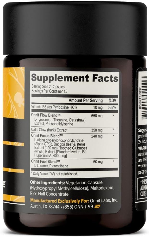 ONNIT Alpha Brain (120ct) - Over 1 Million Bottles Sold - Premium Nootropic Brain Supplement - Focus, Concentration & Memory - Alpha GPC, L Theanine & Bacopa Monnieri