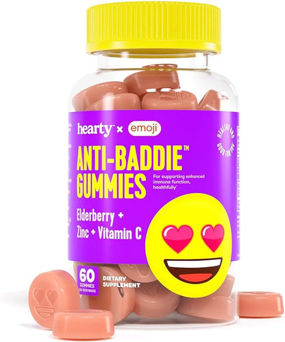 HEARTY Immune Support Gummies, Elderberry, Zinc & Vitamin C Gummies for Kids & Adults, Kid Vitamins for Immune System Support, Adult Immunity Supplement, Non-GMO, 60 Gummy Count