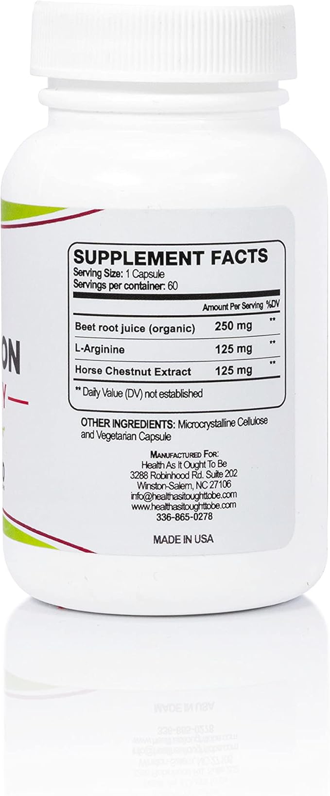 Health As It Ought To Be Circulation Syn3rgy Supplement | Physician Formulated Capsules with Beet Root, L-Arginine, Horse Chestnut | 60 Capsules