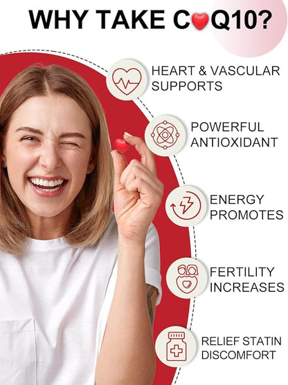 Coq10 400mg Softgels Ubiquinol - Co Q 10 Supplement Coenzyme q10 Cq10 400mg Plus Vitamin E, PQQ, Black Pepper for Heart Health, 120 Counts