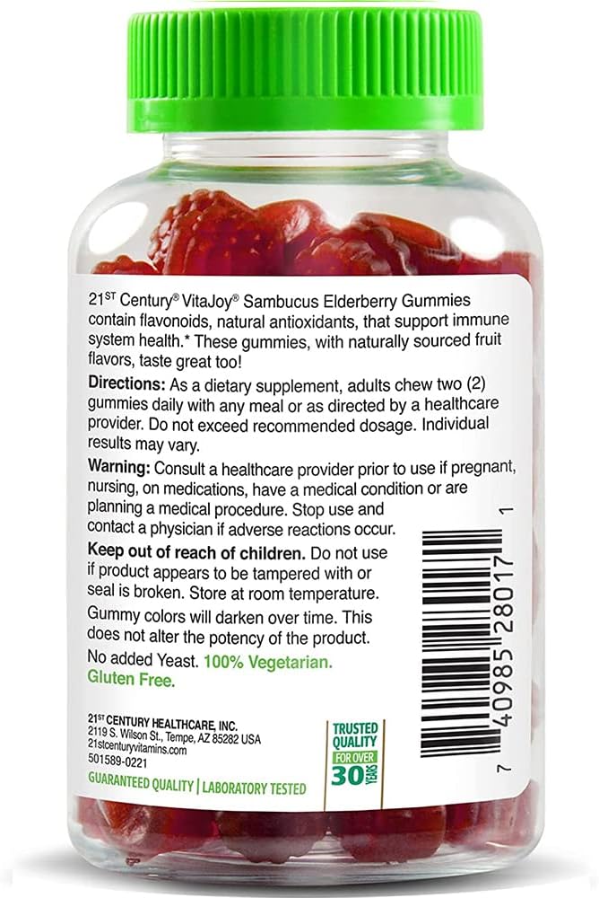 21st Century VitaJoy Sambucus Elderberry Gummies, Berry, 60 Count
