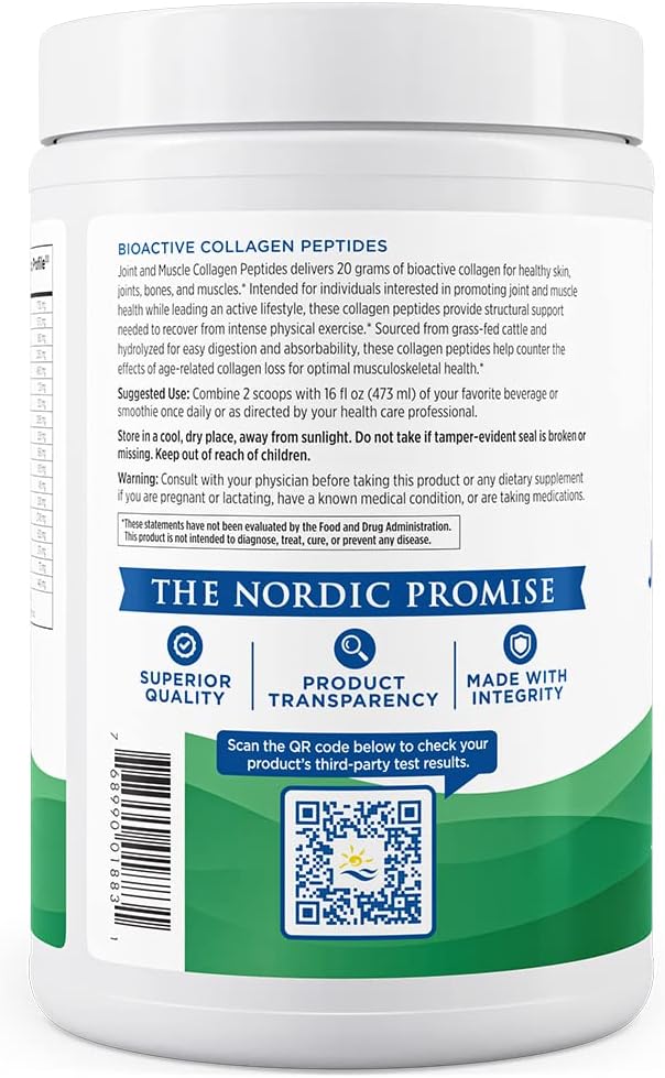 Nordic Naturals Joint & Muscle Collagen Peptides, Unflavored - 10.6 Ounces - Collagen Supplement for Skin Health and Joint Mobility - 15 Servings