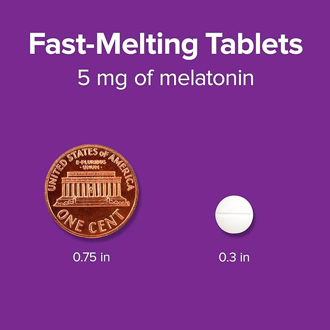Webber Naturals Extra Strength Melatonin 5mg, Fast-Melting Tablets, 200 Day Supply, 100% Drug Free Sleep Supplements for Adults, Gluten Free, Non-GMO, Vegetarian Formula
