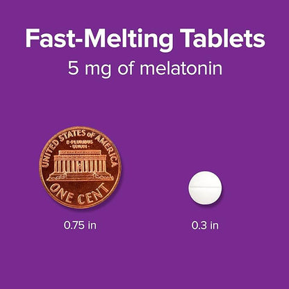 Webber Naturals Extra Strength Melatonin 5mg, Fast-Melting Tablets, 200 Day Supply, 100% Drug Free Sleep Supplements for Adults, Gluten Free, Non-GMO, Vegetarian Formula