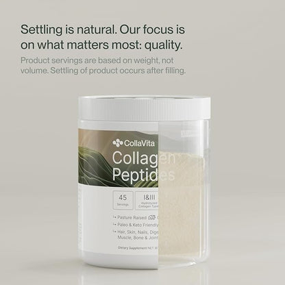 Collagen Peptides for Women & Men Grass-Fed Pasture-Raised Hydrolyzed Collagen Powder Type 1 & 3 for Skin, Hair, Nails and Joints, Non-GMO, Paleo & Keto, Unflavored,10 Fl oz. 30 Servings