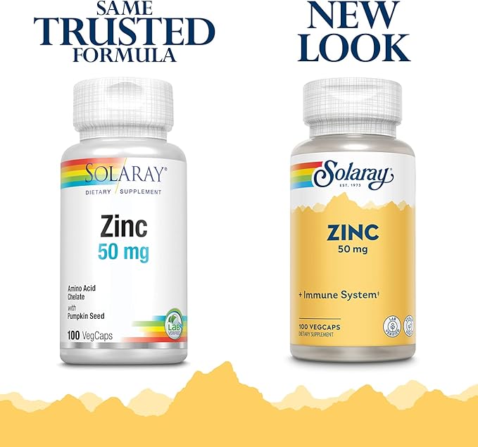 Zinc 50mg Solaray 100 Veg Cap - Pack of 3