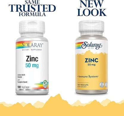 Zinc 50mg Solaray 100 Veg Cap - Pack of 3