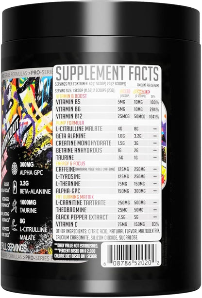 GMU SPORT Jacked Juice Pre Workout | Explosive Energy, Focus & Muscle Pumps | 8g Citrulline Malate, 3g Creatine, Beta Alanine, Alpha-GPC | 250mg Caffeine | 40 Servings Fruit Punch