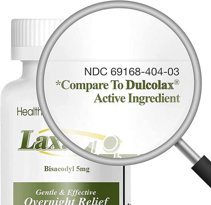 HealthA2Z Laxative Bisacodyl 5mg | 250 Counts | Gentle and Fast Overnight Relief for Constipation