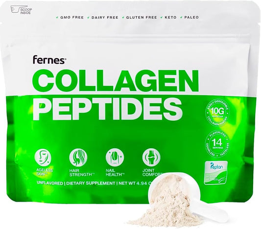 Hydrolyzed Collagen Peptides Supplement for Women & Men - Joint, Hair, Skin & Nails Support - Grass Fed Type I & III - Keto, Paleo - 14 Servings, 4.9 oz, Unflavored Powder