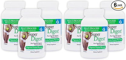 SuperDigest (6 Pack) Best Process Alkaline — Multi-Enzyme Digestive Support — Digestive Enzymes with Alfalfa, Papain & Bromelain (Vegetarian Friendly)