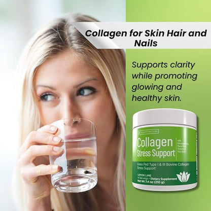 Windmill Natural Vitamins Collagen Support with Ashwagandha, Maca Root, Ginseng & Holy Basil, Supports Hair, Skin and Nails, Type I & III Grass Fed Collagen, Lemon Lime Flavor
