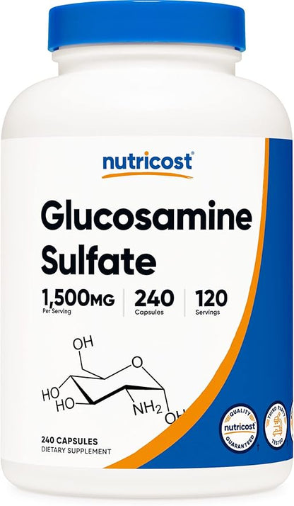 Nutricost Glucosamine Sulfate 1500mg, 240 Capsules - 750mg Per Capsule, Gluten Free, Non-GMO