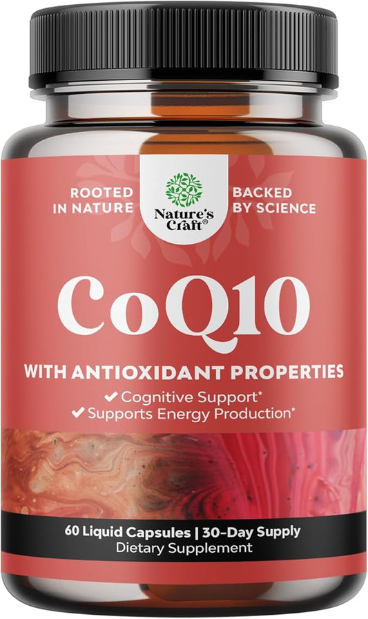 CoQ10 200mg per Serving Liquid Capsules Supplement - High Absorption Coenzyme Q10 200mg per Serving Heart Health and Potent Energy Support - Co Q10 Supplement for Fertility and Immune System Support