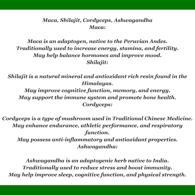 Maca, Shilajit, Cordyceps, Ashwagandha Liquid Drops | All Natural Ingredients | Promotes Relaxation,Supports Sleep and Cognitive Function | 1 Fl Oz