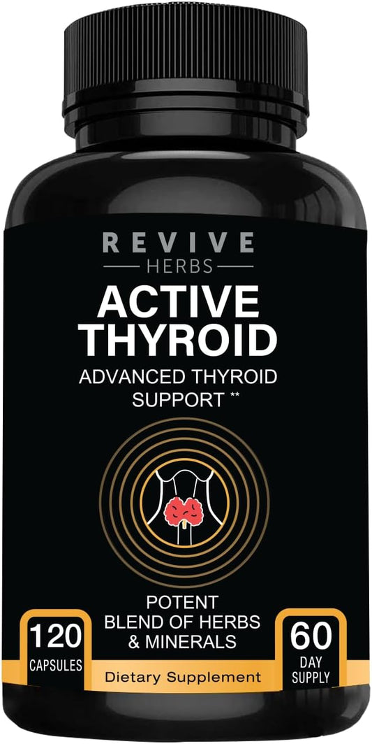 Thyroid Support: Powerful Blend of Ashwagandha, Iodine, Selenium, Magnesium, Zinc, Vitamin B12 & More for Optimal Health - 120 Capsules
