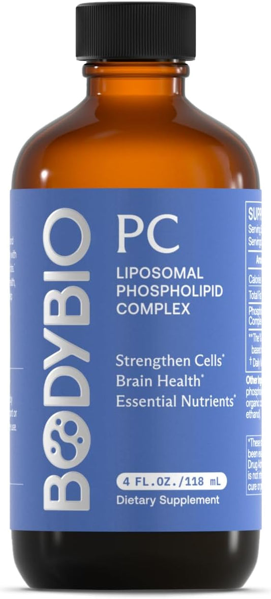 BodyBio Brain Supplement 4 oz. - Phospholipid Complex for Healthy Aging | Nootropics Booster | Enhance Focus, Memory, Cellular Repair Phosphatidylcholine for Increased Bioavailability