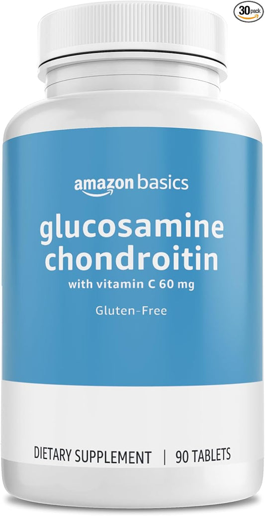 Amazon Basics - Glucosamine Chondroitin, 1500 mg, with Vitamin C 60 mg, 90 Tablets (2 per serving), Gluten Free