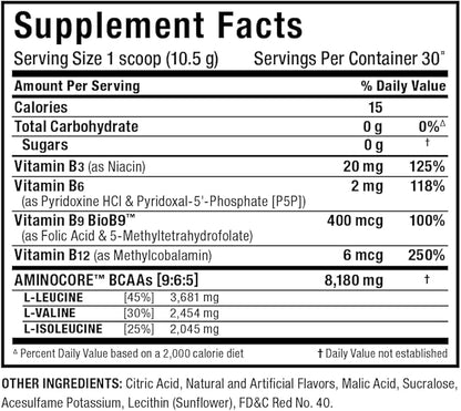ALLMAX Nutrition AMINOCORE BCAA – 8G BCAAs – 100% Pure Branch Chained Amino Acids – Gluten Free - Watermelon - 315 Gram