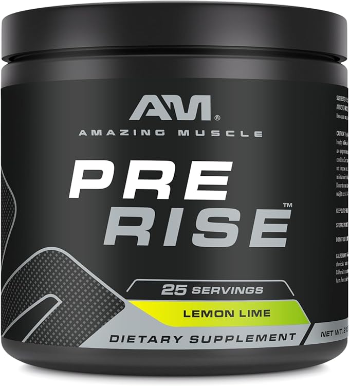 Pre Rise | Pre-Workout Powder Supplement with Caffeine & Beta-Alanine for Men & Women | 25 Servings (25 Servings, Lemon Lime)