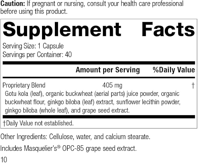 Standard Process Inc. Ginkgo Synergy - Whole Food Mental Clarity, Brain Health Supplement, Brain Support and Blood Flow with Grapeseed Extract, Buckwheat, Gotu Kola, Ginkgo Biloba - 40 Capsules