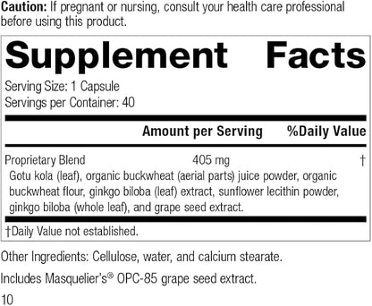 Standard Process Inc. Ginkgo Synergy - Whole Food Mental Clarity, Brain Health Supplement, Brain Support and Blood Flow with Grapeseed Extract, Buckwheat, Gotu Kola, Ginkgo Biloba - 40 Capsules