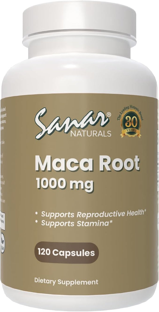 Sanar Naturals Maca Root Supplement 1000mg - Supports Stamina Performance, Energy, and Mood - Maca Root Capsules for Women and Men, Non-GMO, Gluten-Free, 120 Capsules