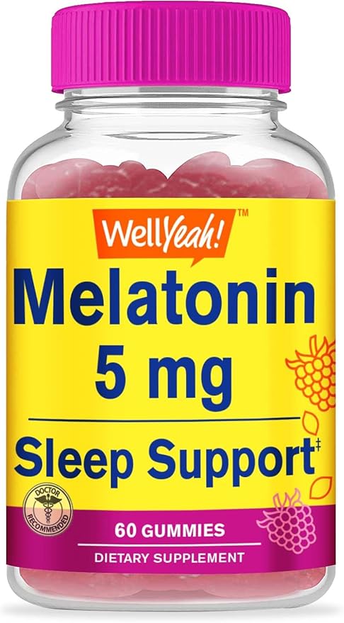 Melatonin Gummies 5 mg - Natural Sourced Flavors - Drug-Free Gummy Supplement - Gluten Free and Gelatin Free, Vegetarian - 60 Gummies