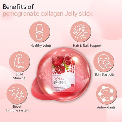 Anti-Aging Korean-Beauty Pomegranate Collagen Jelly Stick 20g*30 Stick/for Skin, Nail and Hair Growth