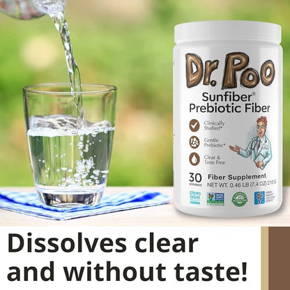 Dr. Poo All-Natural Prebiotic Fiber Supplement | Fiber for the Whole Family | Gentle and Simple Ingredients to Improve Gut Health | Gluten Free, Vegan,Tasteless, Non-GMO, Low-FODMAP (30 Servings)