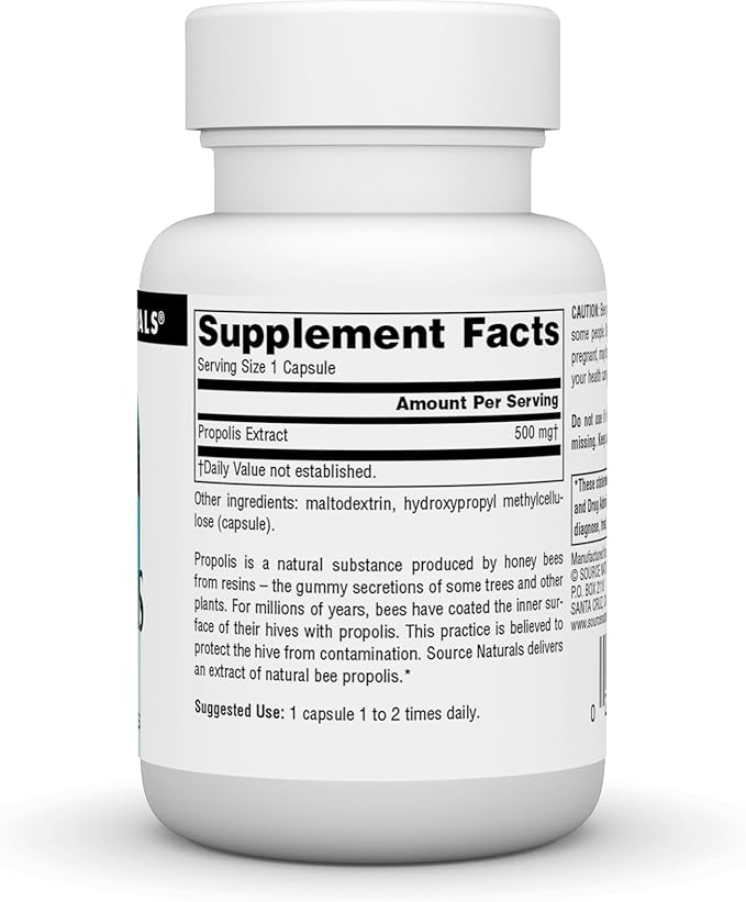 Source Naturals Propolis Extract 500 mg Dietary Supplement Produced by Honey Bees - 30 Capsules
